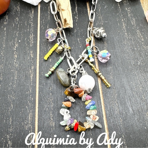 Alquimia Silver Charm Necklace with Colorful Beads